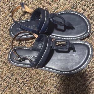 Navy Blue Leather Sandals